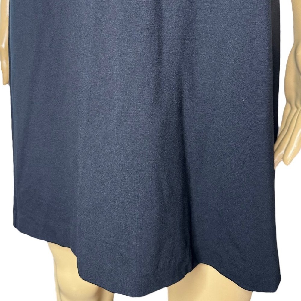 Adrienne Vittadini Shift Dress Size 4 Black Rhinestone Neck knee Length Sleevele - Picture 7 of 14